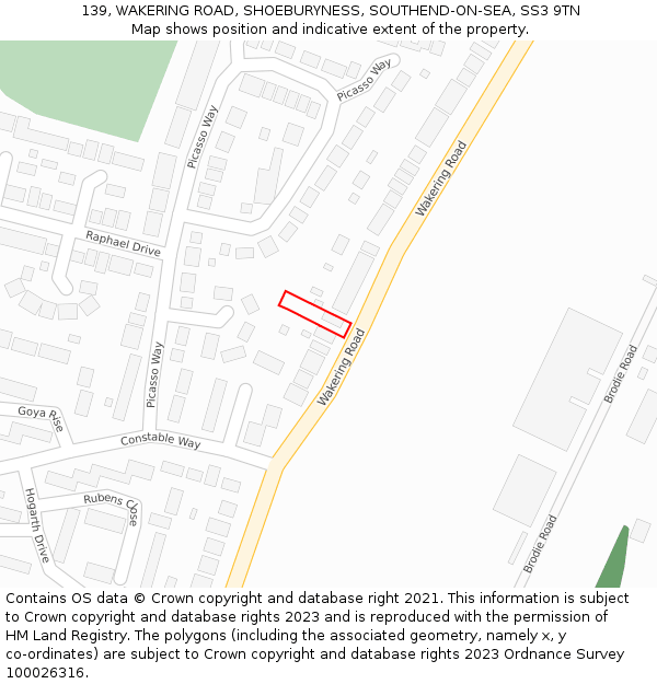 139, WAKERING ROAD, SHOEBURYNESS, SOUTHEND-ON-SEA, SS3 9TN: Location map and indicative extent of plot