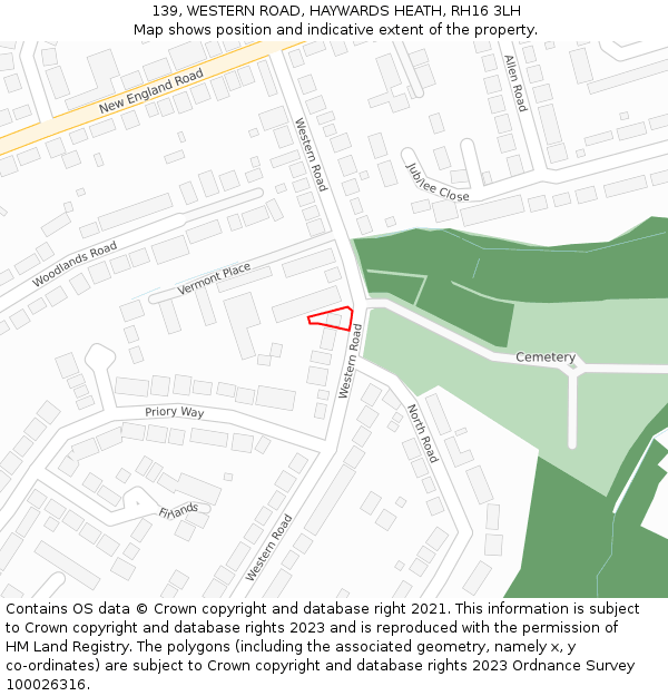 139, WESTERN ROAD, HAYWARDS HEATH, RH16 3LH: Location map and indicative extent of plot