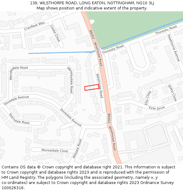 139, WILSTHORPE ROAD, LONG EATON, NOTTINGHAM, NG10 3LJ: Location map and indicative extent of plot