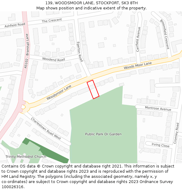 139, WOODSMOOR LANE, STOCKPORT, SK3 8TH: Location map and indicative extent of plot