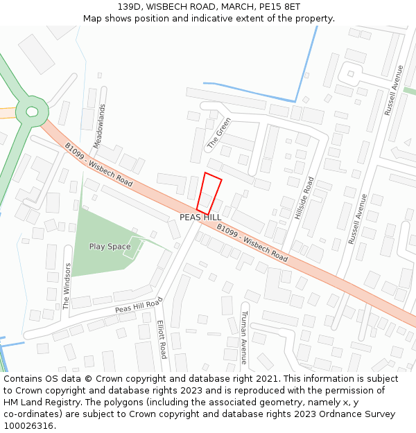 139D, WISBECH ROAD, MARCH, PE15 8ET: Location map and indicative extent of plot