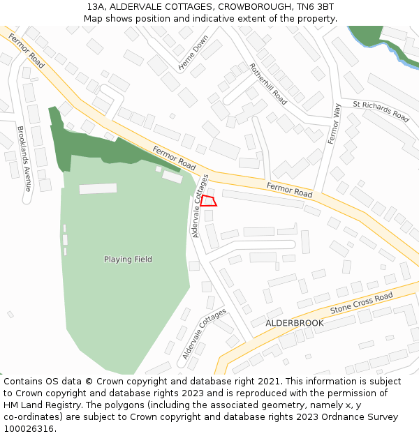 13A, ALDERVALE COTTAGES, CROWBOROUGH, TN6 3BT: Location map and indicative extent of plot