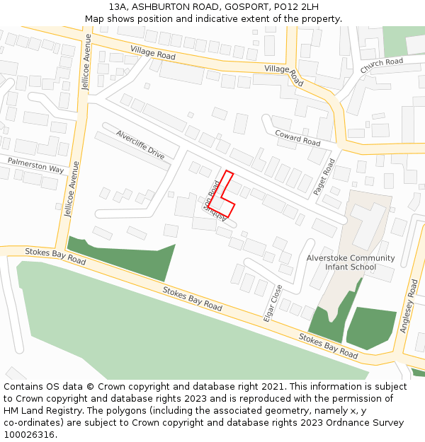 13A, ASHBURTON ROAD, GOSPORT, PO12 2LH: Location map and indicative extent of plot