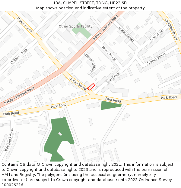 13A, CHAPEL STREET, TRING, HP23 6BL: Location map and indicative extent of plot