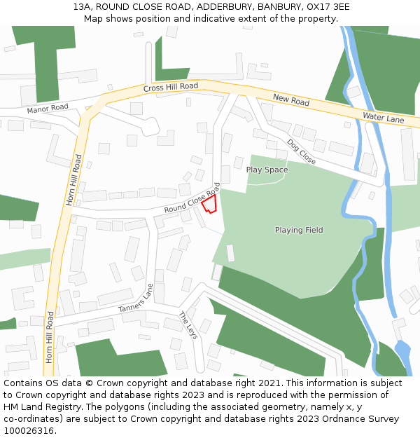 13A, ROUND CLOSE ROAD, ADDERBURY, BANBURY, OX17 3EE: Location map and indicative extent of plot