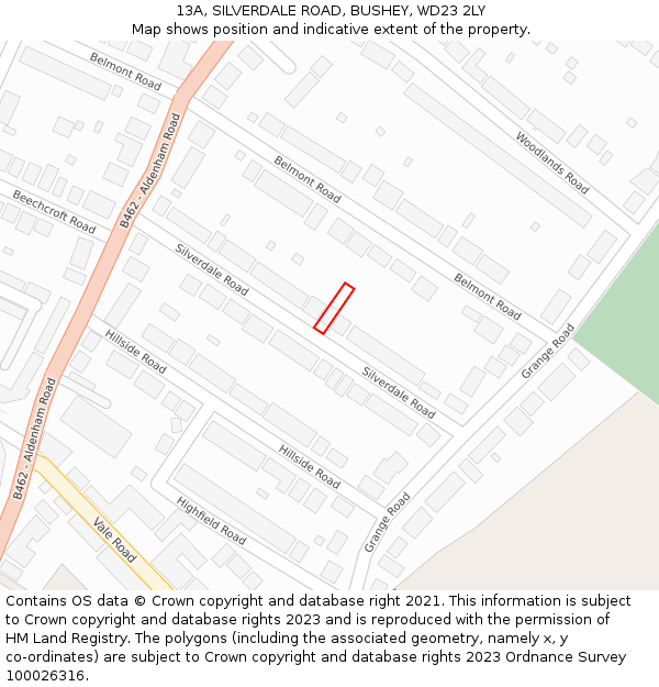 13A, SILVERDALE ROAD, BUSHEY, WD23 2LY: Location map and indicative extent of plot