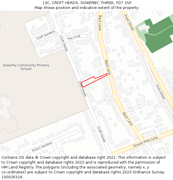 13C, CROFT HEADS, SOWERBY, THIRSK, YO7 1NY: Location map and indicative extent of plot