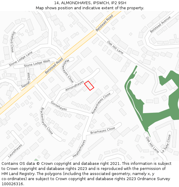 14, ALMONDHAYES, IPSWICH, IP2 9SH: Location map and indicative extent of plot