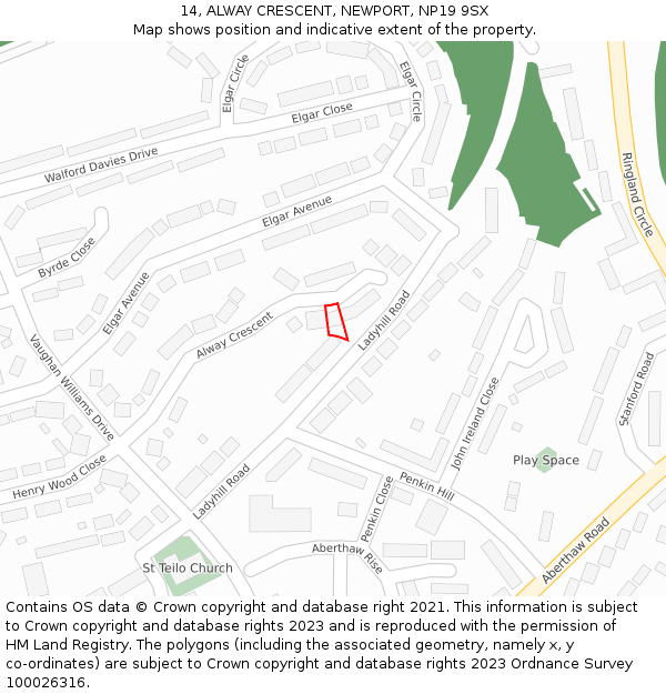 14, ALWAY CRESCENT, NEWPORT, NP19 9SX: Location map and indicative extent of plot
