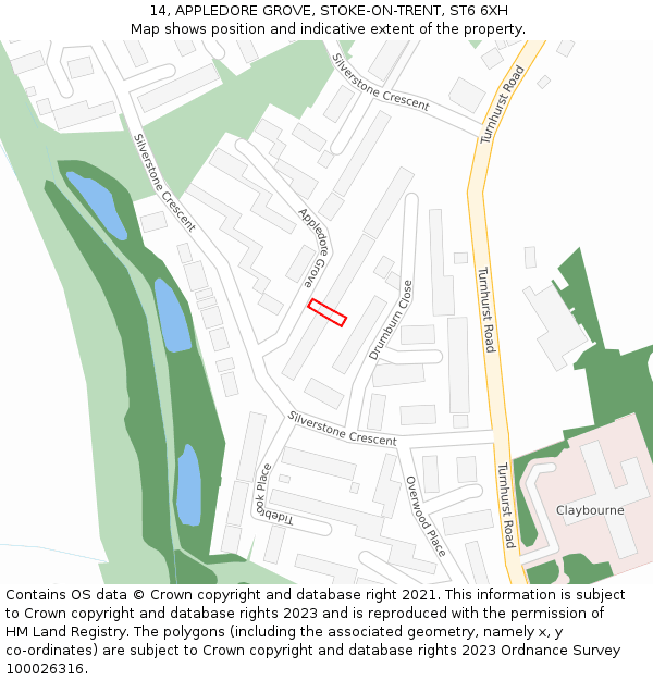 14, APPLEDORE GROVE, STOKE-ON-TRENT, ST6 6XH: Location map and indicative extent of plot