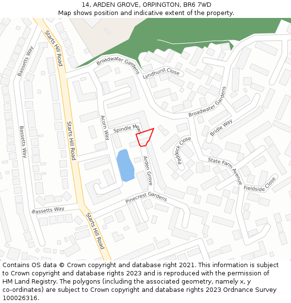 14, ARDEN GROVE, ORPINGTON, BR6 7WD: Location map and indicative extent of plot