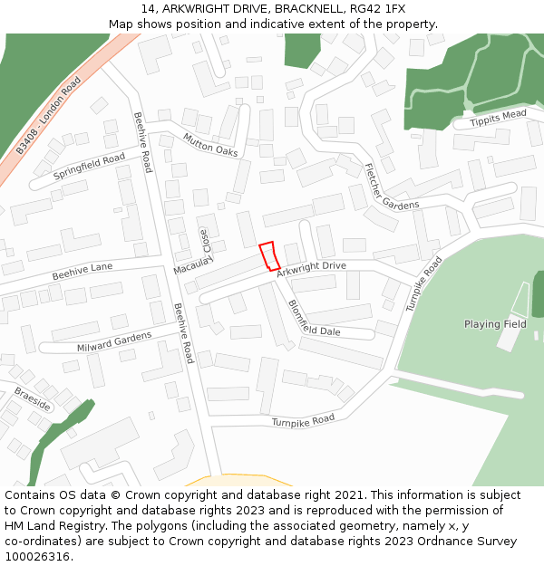 14, ARKWRIGHT DRIVE, BRACKNELL, RG42 1FX: Location map and indicative extent of plot