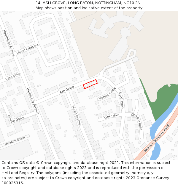 14, ASH GROVE, LONG EATON, NOTTINGHAM, NG10 3NH: Location map and indicative extent of plot