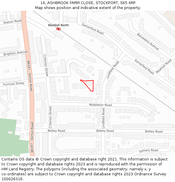 14, ASHBROOK FARM CLOSE, STOCKPORT, SK5 6RP: Location map and indicative extent of plot