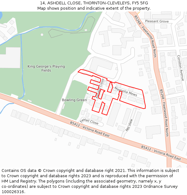 14, ASHDELL CLOSE, THORNTON-CLEVELEYS, FY5 5FG: Location map and indicative extent of plot