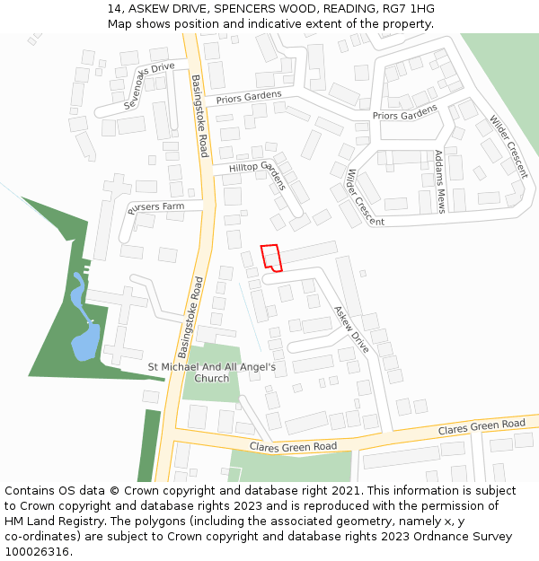 14, ASKEW DRIVE, SPENCERS WOOD, READING, RG7 1HG: Location map and indicative extent of plot