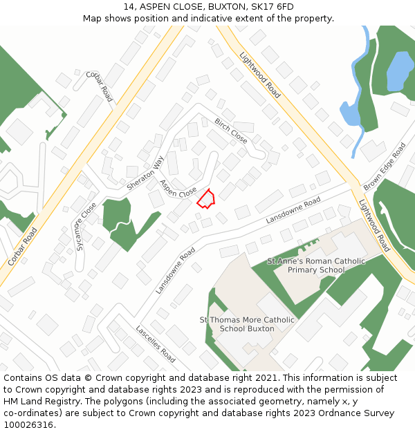 14, ASPEN CLOSE, BUXTON, SK17 6FD: Location map and indicative extent of plot