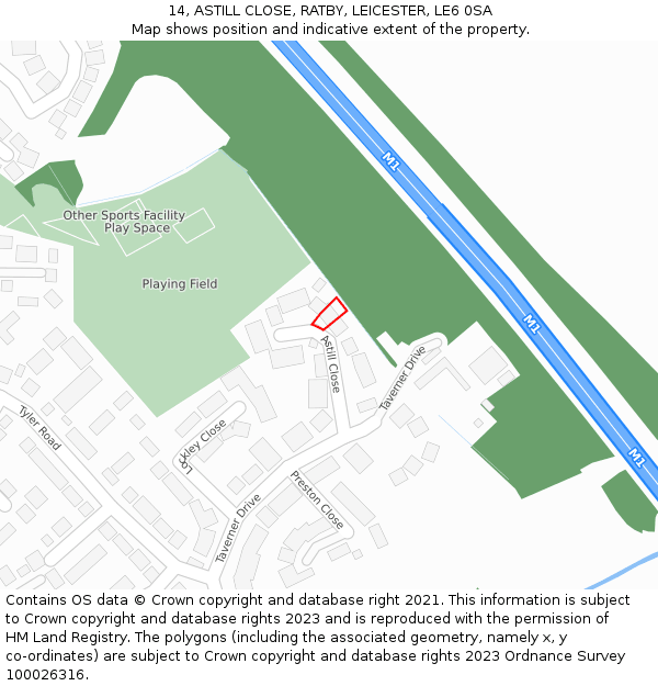 14, ASTILL CLOSE, RATBY, LEICESTER, LE6 0SA: Location map and indicative extent of plot