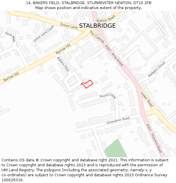 14, BAKERS FIELD, STALBRIDGE, STURMINSTER NEWTON, DT10 2FB: Location map and indicative extent of plot