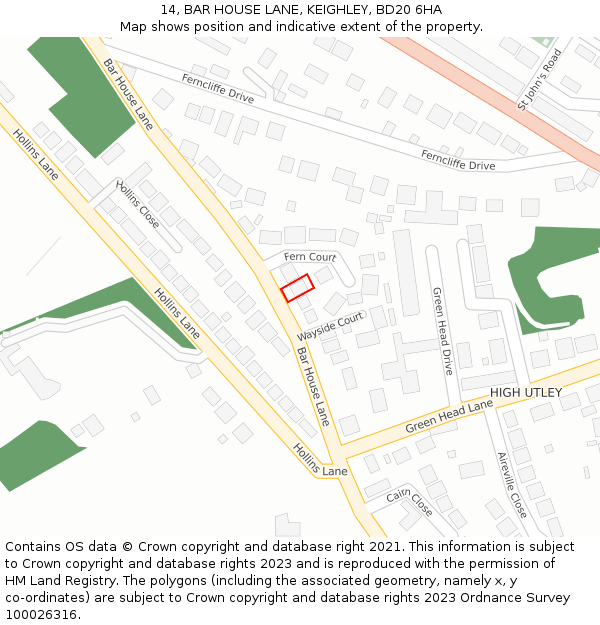 14, BAR HOUSE LANE, KEIGHLEY, BD20 6HA: Location map and indicative extent of plot