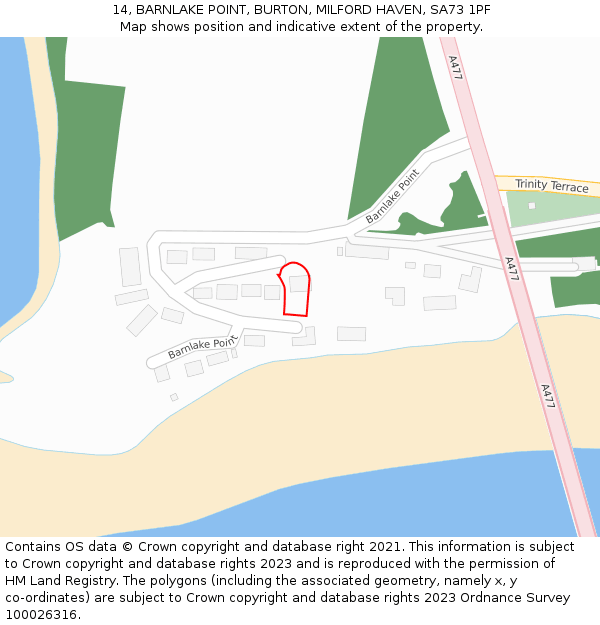 14, BARNLAKE POINT, BURTON, MILFORD HAVEN, SA73 1PF: Location map and indicative extent of plot