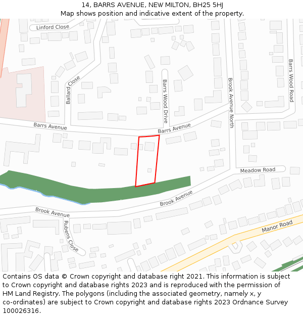 14, BARRS AVENUE, NEW MILTON, BH25 5HJ: Location map and indicative extent of plot