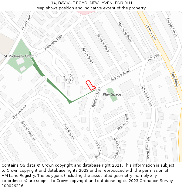 14, BAY VUE ROAD, NEWHAVEN, BN9 9LH: Location map and indicative extent of plot