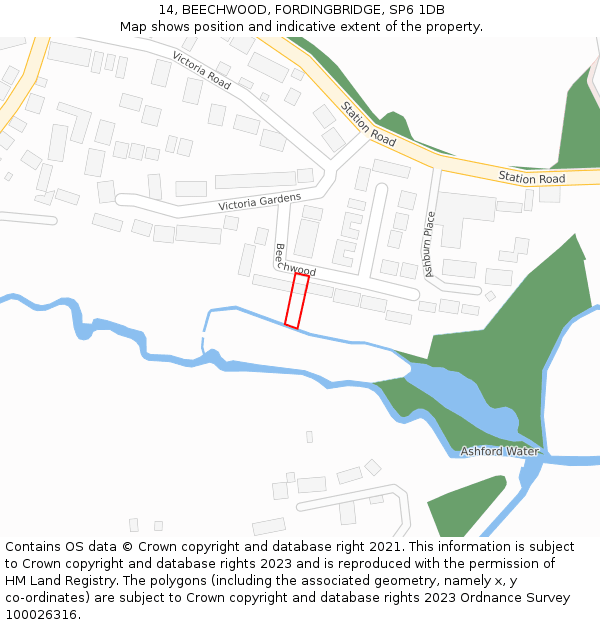 14, BEECHWOOD, FORDINGBRIDGE, SP6 1DB: Location map and indicative extent of plot