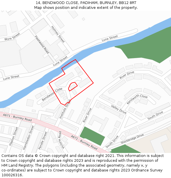 14, BENDWOOD CLOSE, PADIHAM, BURNLEY, BB12 8RT: Location map and indicative extent of plot