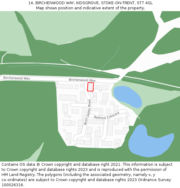 14, BIRCHENWOOD WAY, KIDSGROVE, STOKE-ON-TRENT, ST7 4GL: Location map and indicative extent of plot