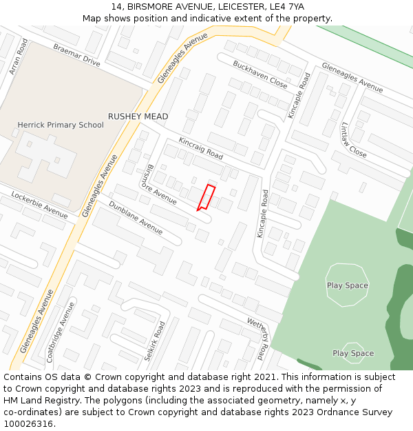 14, BIRSMORE AVENUE, LEICESTER, LE4 7YA: Location map and indicative extent of plot