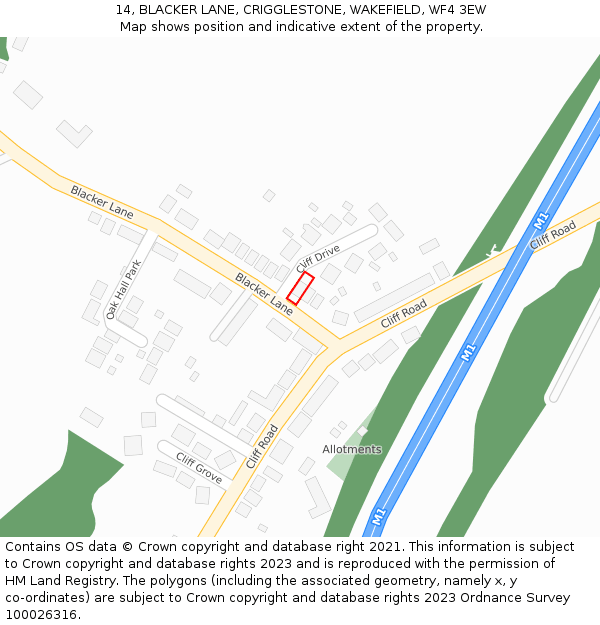 14, BLACKER LANE, CRIGGLESTONE, WAKEFIELD, WF4 3EW: Location map and indicative extent of plot