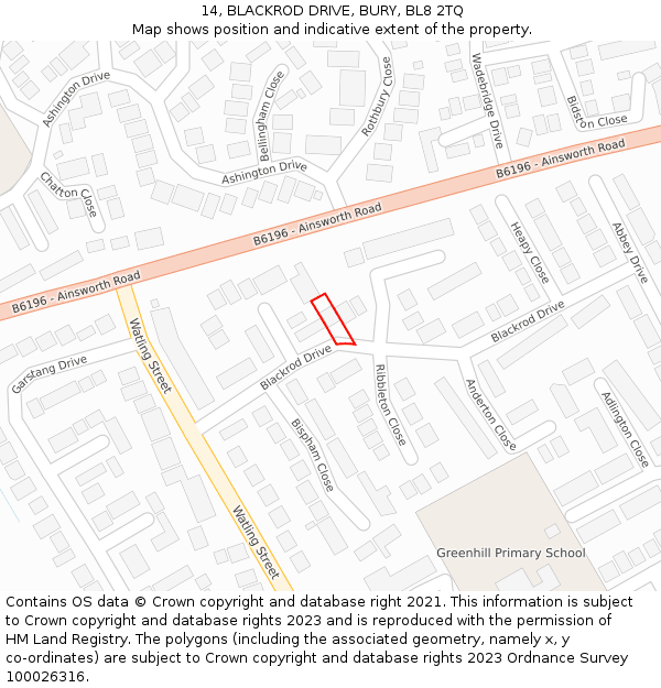 14, BLACKROD DRIVE, BURY, BL8 2TQ: Location map and indicative extent of plot