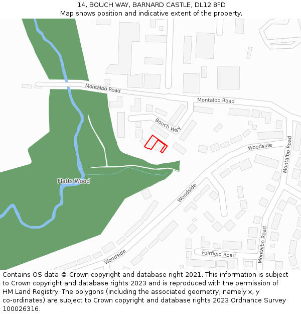 14, BOUCH WAY, BARNARD CASTLE, DL12 8FD: Location map and indicative extent of plot