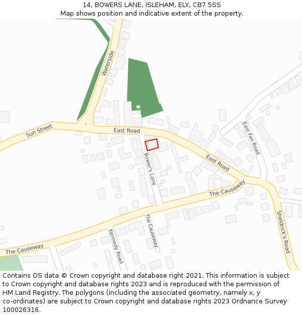 14, BOWERS LANE, ISLEHAM, ELY, CB7 5SS: Location map and indicative extent of plot