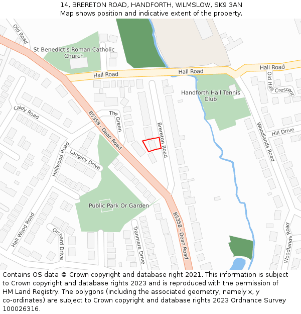 14, BRERETON ROAD, HANDFORTH, WILMSLOW, SK9 3AN: Location map and indicative extent of plot