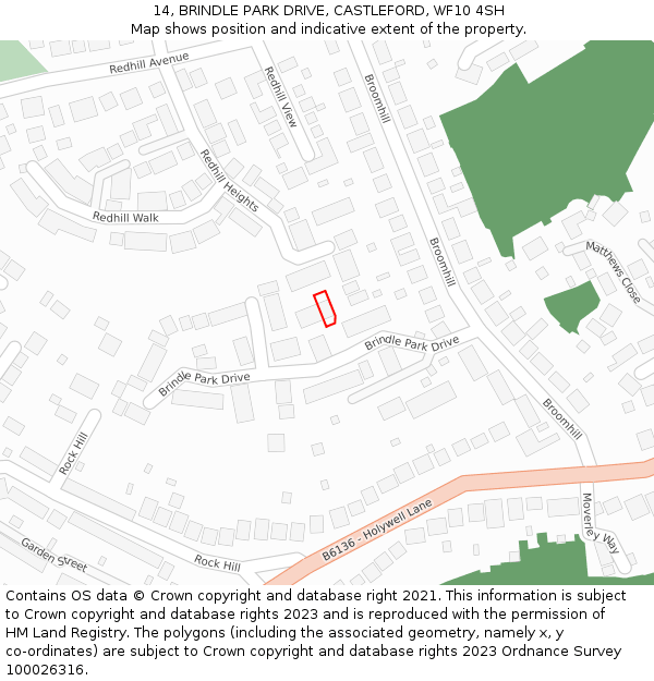 14, BRINDLE PARK DRIVE, CASTLEFORD, WF10 4SH: Location map and indicative extent of plot