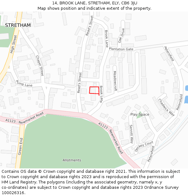 14, BROOK LANE, STRETHAM, ELY, CB6 3JU: Location map and indicative extent of plot