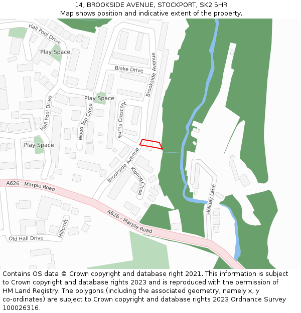 14, BROOKSIDE AVENUE, STOCKPORT, SK2 5HR: Location map and indicative extent of plot