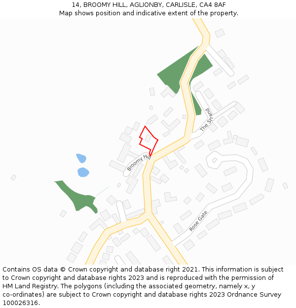 14, BROOMY HILL, AGLIONBY, CARLISLE, CA4 8AF: Location map and indicative extent of plot