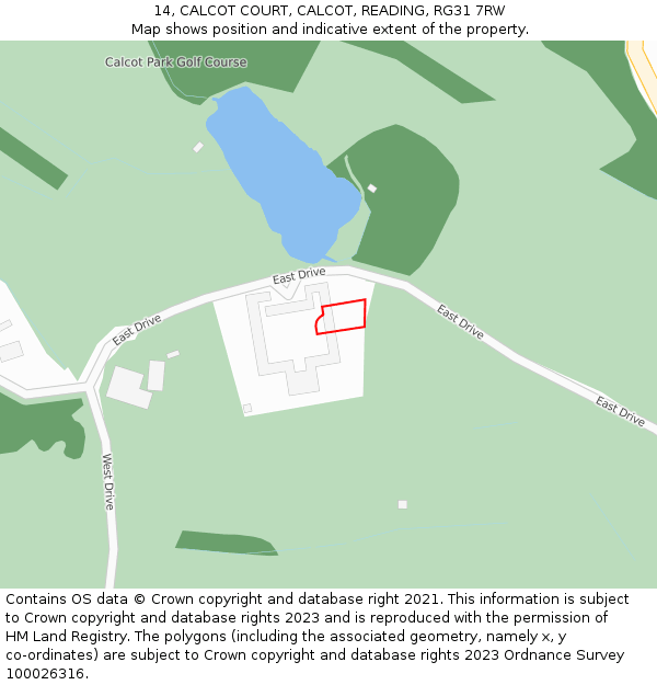 14, CALCOT COURT, CALCOT, READING, RG31 7RW: Location map and indicative extent of plot