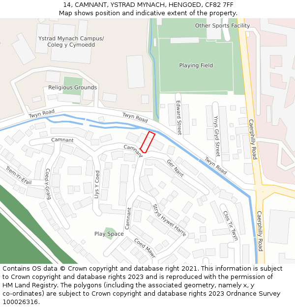 14, CAMNANT, YSTRAD MYNACH, HENGOED, CF82 7FF: Location map and indicative extent of plot