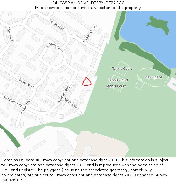 14, CASPIAN DRIVE, DERBY, DE24 1AG: Location map and indicative extent of plot
