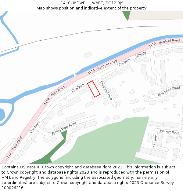 14, CHADWELL, WARE, SG12 9JY: Location map and indicative extent of plot