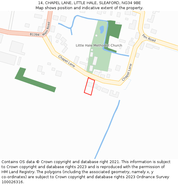 14, CHAPEL LANE, LITTLE HALE, SLEAFORD, NG34 9BE: Location map and indicative extent of plot