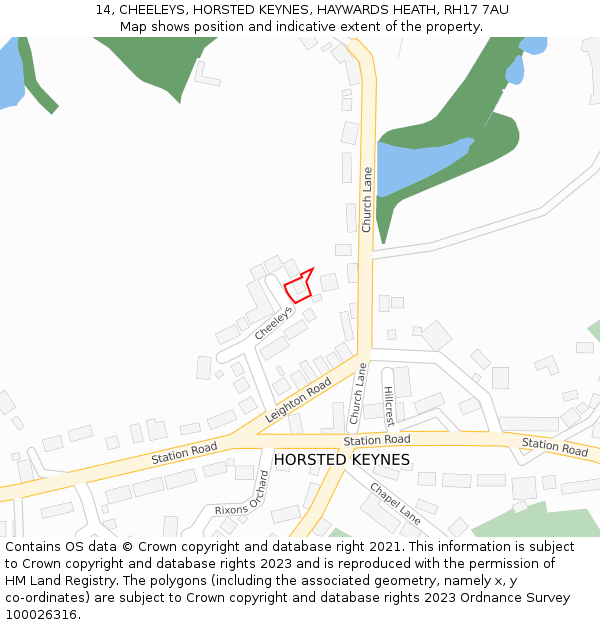 14, CHEELEYS, HORSTED KEYNES, HAYWARDS HEATH, RH17 7AU: Location map and indicative extent of plot