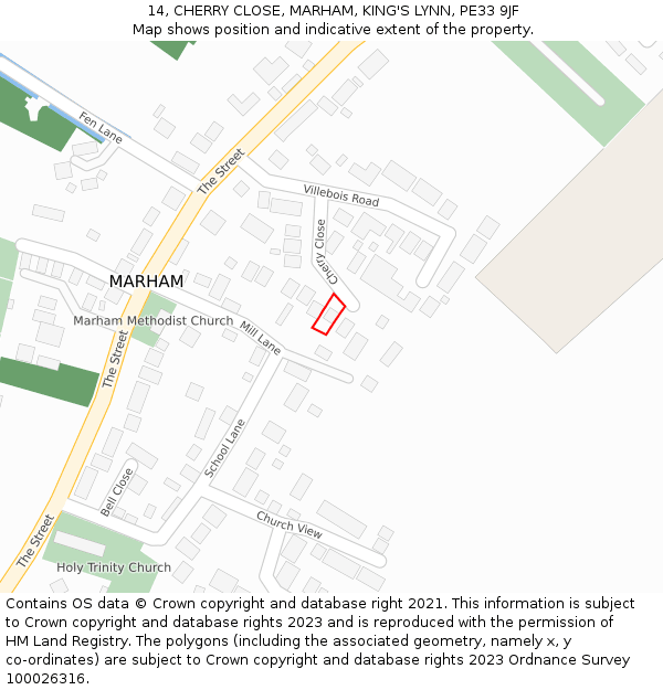 14, CHERRY CLOSE, MARHAM, KING'S LYNN, PE33 9JF: Location map and indicative extent of plot
