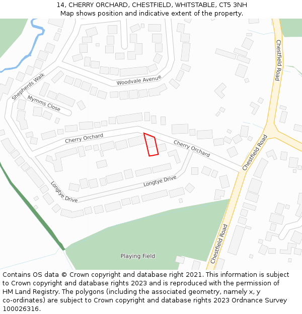 14, CHERRY ORCHARD, CHESTFIELD, WHITSTABLE, CT5 3NH: Location map and indicative extent of plot