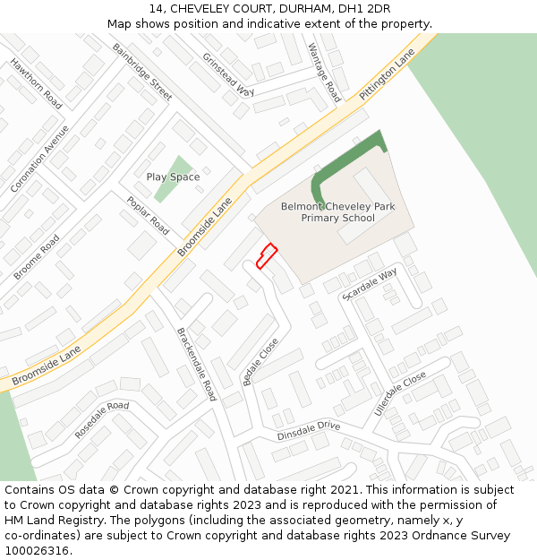 14, CHEVELEY COURT, DURHAM, DH1 2DR: Location map and indicative extent of plot