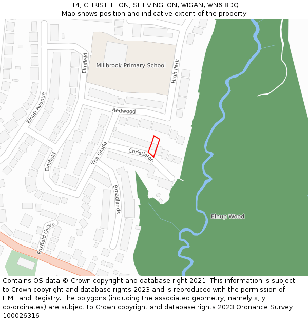 14, CHRISTLETON, SHEVINGTON, WIGAN, WN6 8DQ: Location map and indicative extent of plot